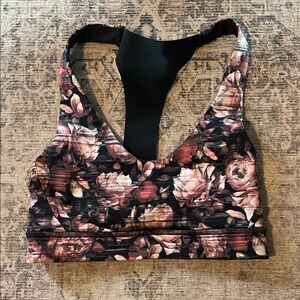 lululemon athletica Pink and Black Floral Sports Bra